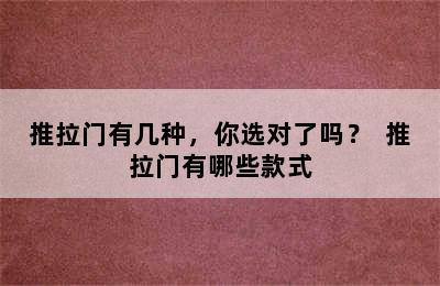 推拉门有几种，你选对了吗？  推拉门有哪些款式